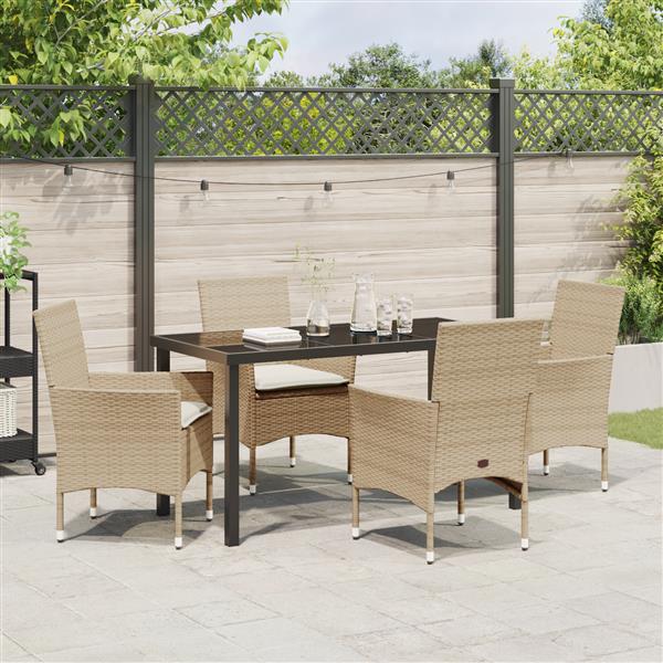Grote foto vidaxl 5 delige tuinset met kussens beige poly rattan tuin en terras tuinmeubelen