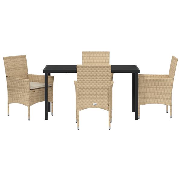 Grote foto vidaxl 5 delige tuinset met kussens beige poly rattan tuin en terras tuinmeubelen