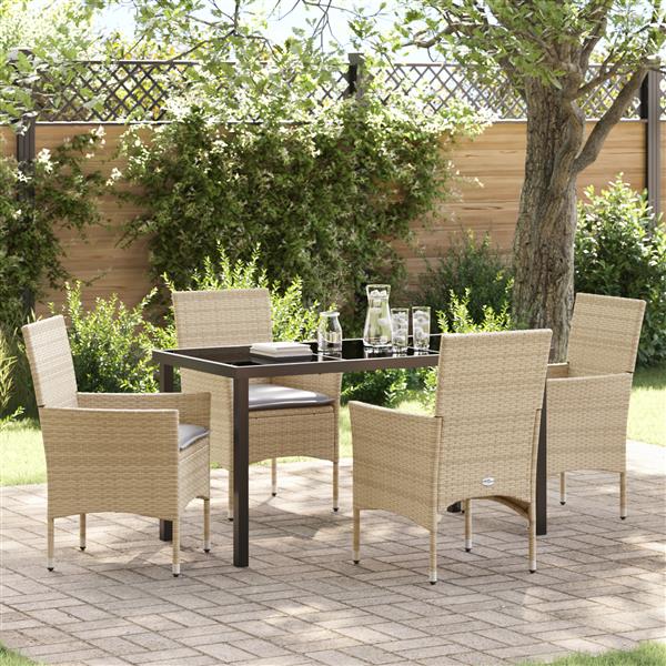 Grote foto vidaxl 5 delige tuinset met kussens beige poly rattan tuin en terras tuinmeubelen