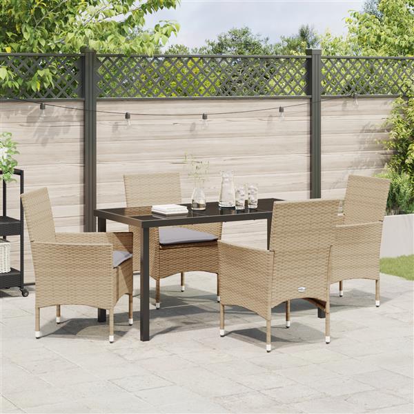 Grote foto vidaxl 5 delige tuinset met kussens beige poly rattan tuin en terras tuinmeubelen