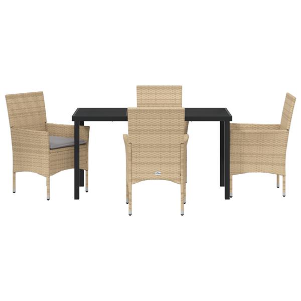 Grote foto vidaxl 5 delige tuinset met kussens beige poly rattan tuin en terras tuinmeubelen
