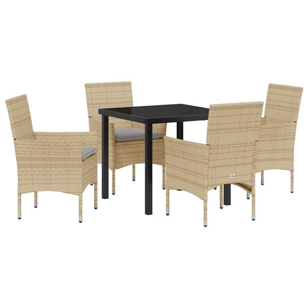 Grote foto vidaxl 5 delige tuinset met kussens beige poly rattan tuin en terras tuinmeubelen