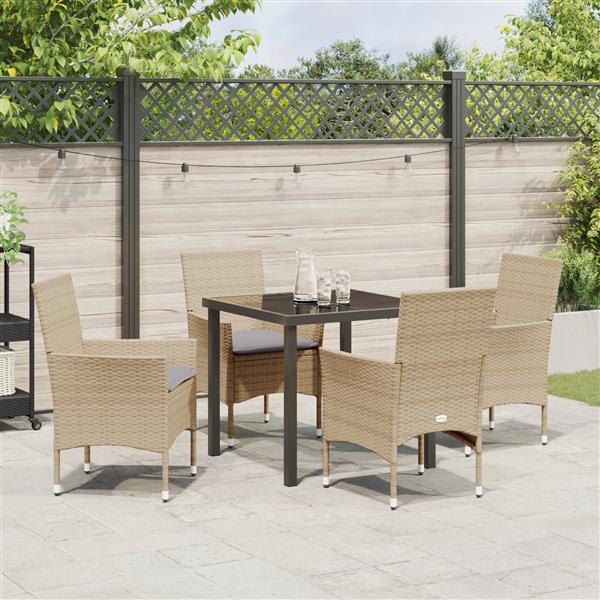 Grote foto vidaxl 5 delige tuinset met kussens beige poly rattan tuin en terras tuinmeubelen