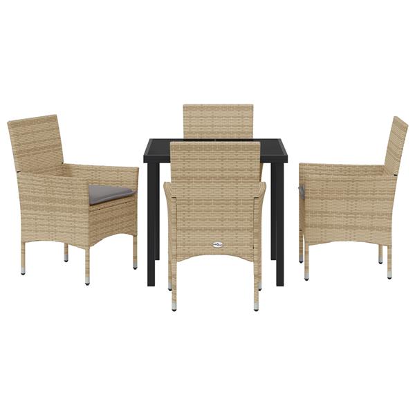 Grote foto vidaxl 5 delige tuinset met kussens beige poly rattan tuin en terras tuinmeubelen