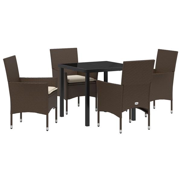 Grote foto vidaxl 5 delige tuinset met kussens bruin poly rattan tuin en terras tuinmeubelen