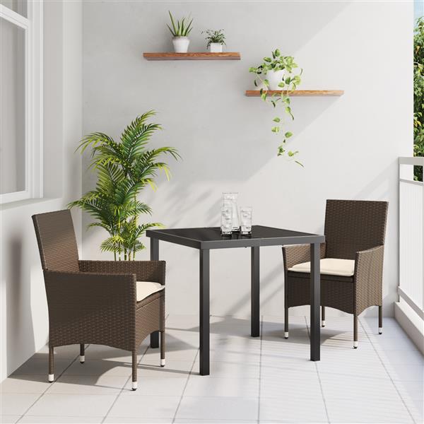 Grote foto vidaxl 3 delige tuinset met kussens bruin poly rattan tuin en terras tuinmeubelen