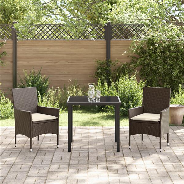 Grote foto vidaxl 3 delige tuinset met kussens bruin poly rattan tuin en terras tuinmeubelen