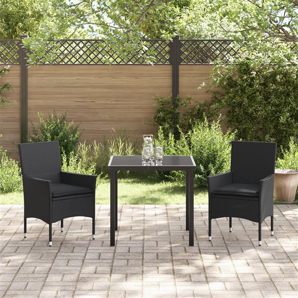 Grote foto vidaxl 3 delige tuinset met kussens zwart poly rattan tuin en terras tuinmeubelen