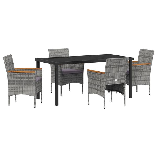 Grote foto vidaxl 5 delige tuin eettafel set grijs poly rattan tuin en terras tuinmeubelen