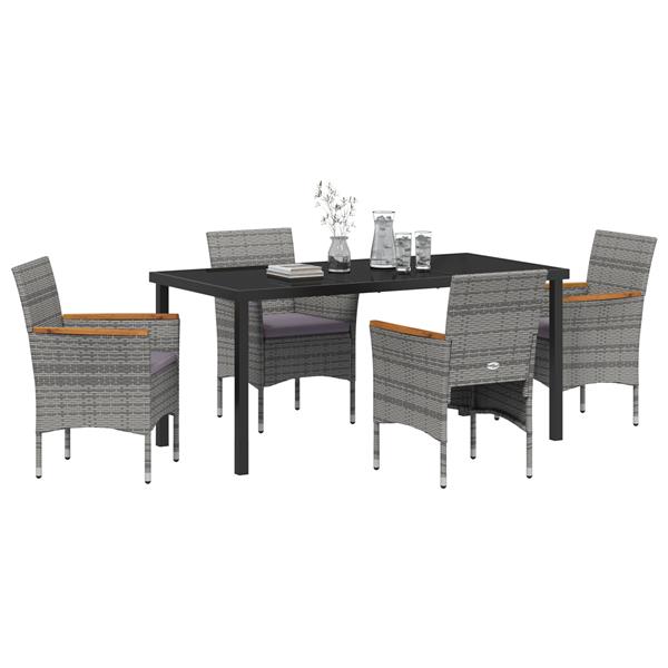 Grote foto vidaxl 5 delige tuin eettafel set grijs poly rattan tuin en terras tuinmeubelen