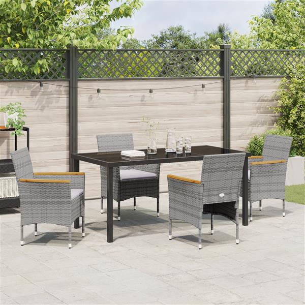 Grote foto vidaxl 5 delige tuin eettafel set grijs poly rattan tuin en terras tuinmeubelen