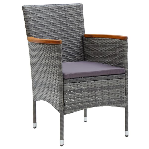 Grote foto vidaxl 5 delige tuin eettafel set grijs poly rattan tuin en terras tuinmeubelen