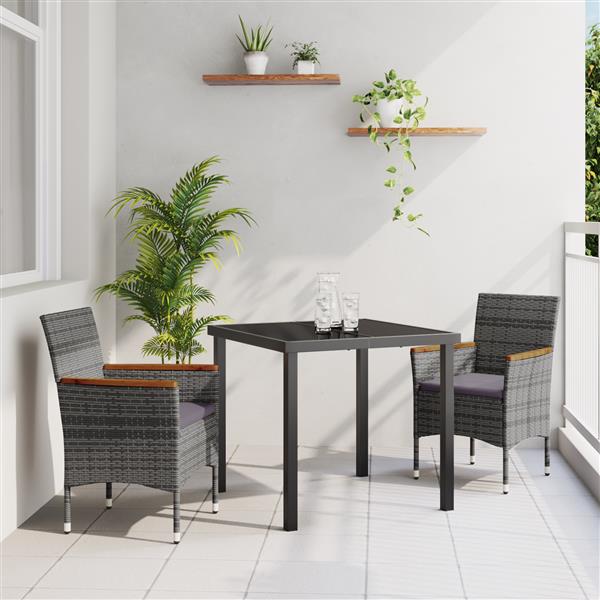 Grote foto vidaxl 3 delige tuinset grijs poly rattan tuin en terras tuinmeubelen