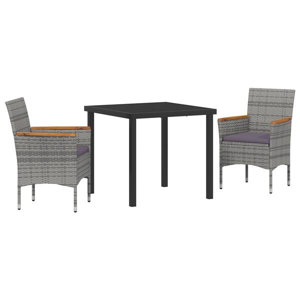 Grote foto vidaxl 3 delige tuinset grijs poly rattan tuin en terras tuinmeubelen
