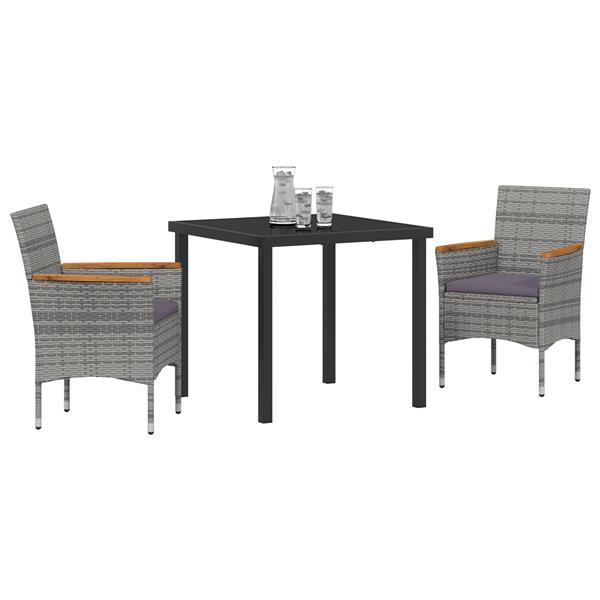 Grote foto vidaxl 3 delige tuinset grijs poly rattan tuin en terras tuinmeubelen
