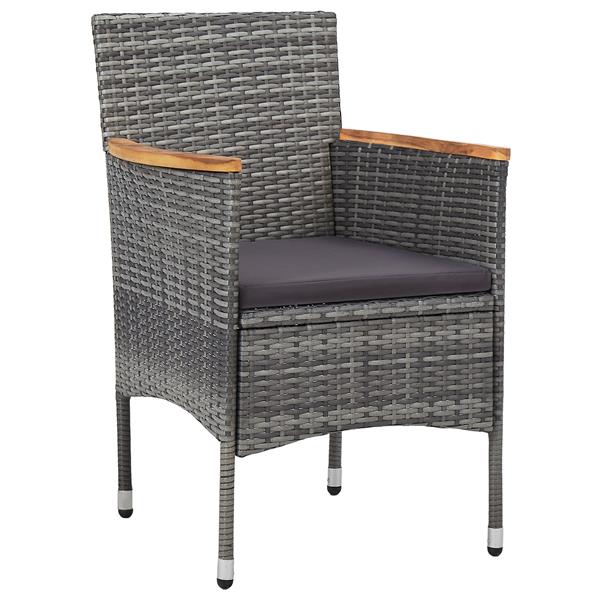 Grote foto vidaxl 3 delige tuinset grijs poly rattan tuin en terras tuinmeubelen