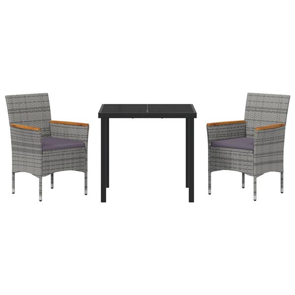 Grote foto vidaxl 3 delige tuinset grijs poly rattan tuin en terras tuinmeubelen