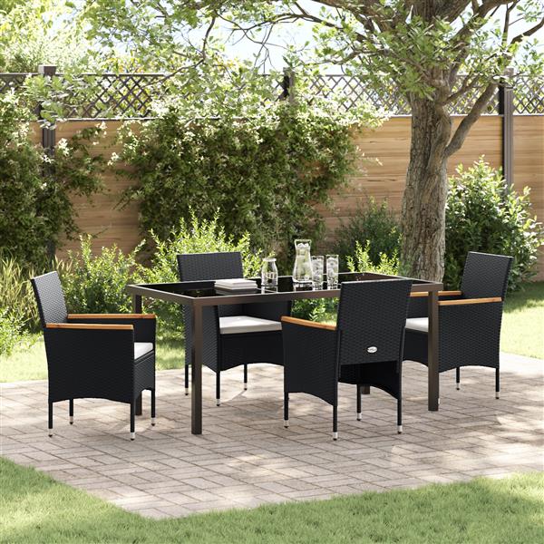 Grote foto vidaxl 5 delige tuinset zwart poly rattan tuin en terras tuinmeubelen