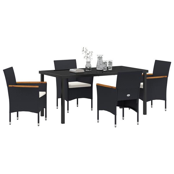 Grote foto vidaxl 5 delige tuinset zwart poly rattan tuin en terras tuinmeubelen