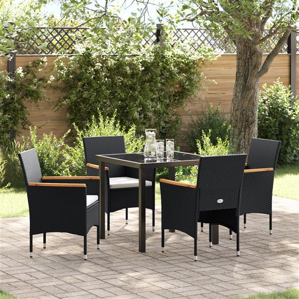 Grote foto vidaxl 5 delige tuin eetset zwart poly rattan tuin en terras tuinmeubelen