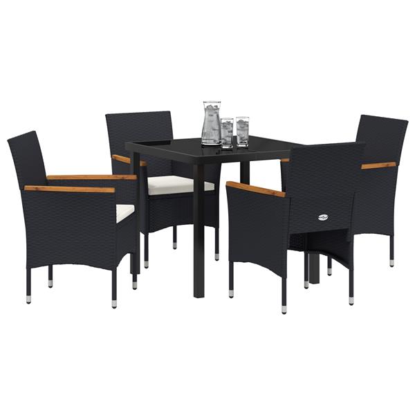 Grote foto vidaxl 5 delige tuin eetset zwart poly rattan tuin en terras tuinmeubelen