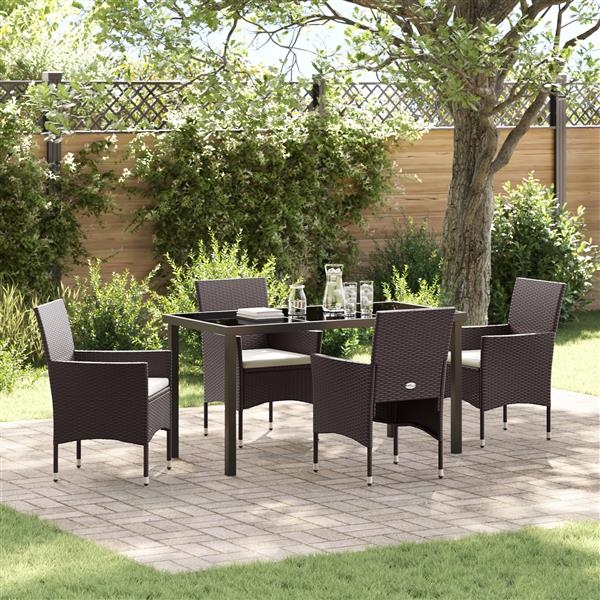 Grote foto vidaxl 5 delige tuin eettafel set bruin poly rattan tuin en terras tuinmeubelen