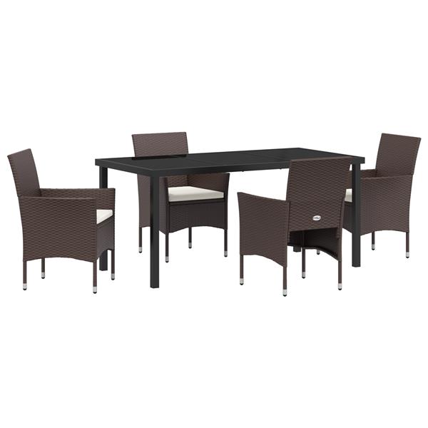 Grote foto vidaxl 5 delige tuin eettafel set bruin poly rattan tuin en terras tuinmeubelen