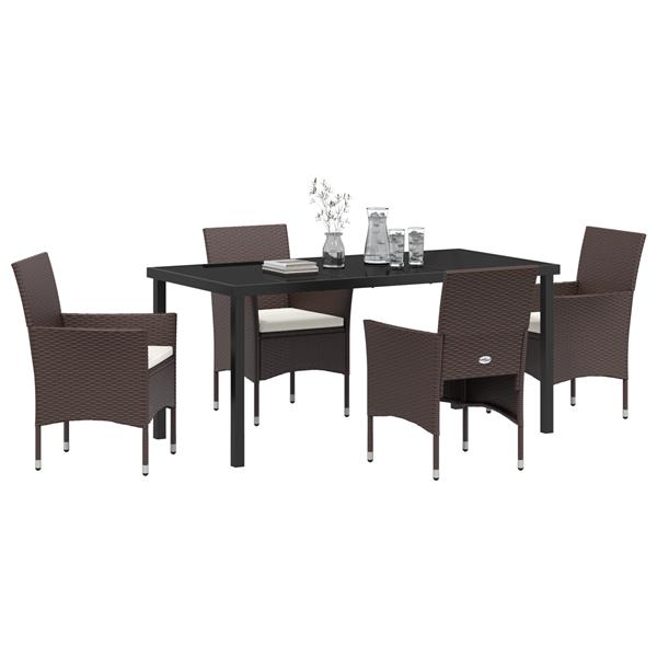 Grote foto vidaxl 5 delige tuin eettafel set bruin poly rattan tuin en terras tuinmeubelen