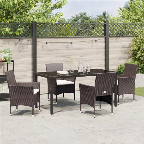 Grote foto vidaxl 5 delige tuin eettafel set bruin poly rattan tuin en terras tuinmeubelen
