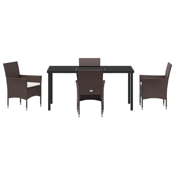 Grote foto vidaxl 5 delige tuin eettafel set bruin poly rattan tuin en terras tuinmeubelen
