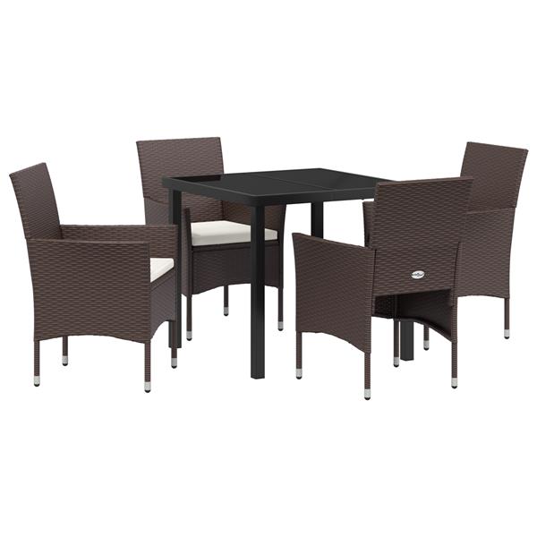 Grote foto vidaxl 5 delige tuin eettafelset bruin poly rattan tuin en terras tuinmeubelen