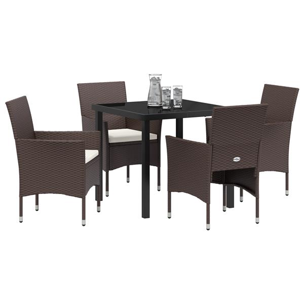 Grote foto vidaxl 5 delige tuin eettafelset bruin poly rattan tuin en terras tuinmeubelen