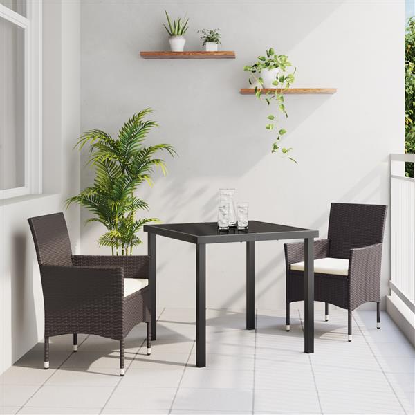 Grote foto vidaxl 3 delige tuin eetset bruin poly rattan tuin en terras tuinmeubelen