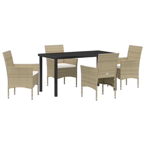 Grote foto vidaxl 5 delige tuinset met eettafel in beige poly rattan tuin en terras tuinmeubelen