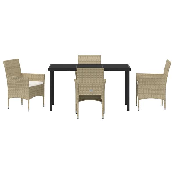 Grote foto vidaxl 5 delige tuinset met eettafel in beige poly rattan tuin en terras tuinmeubelen