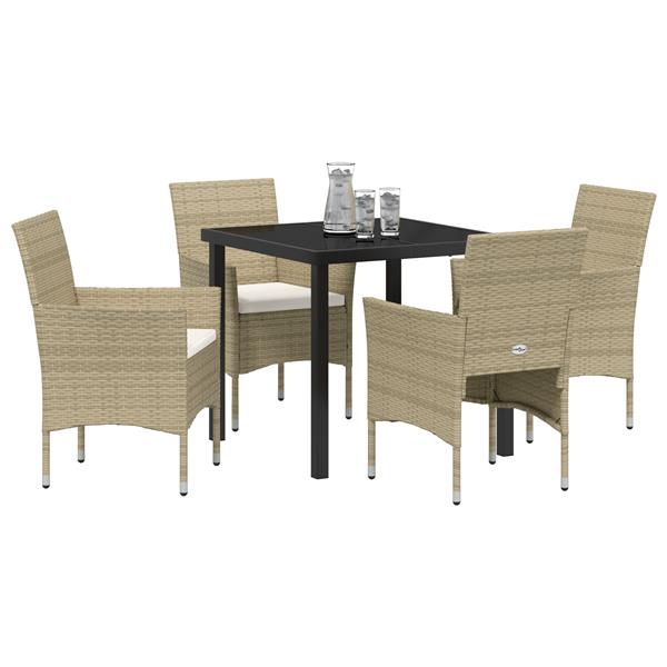 Grote foto vidaxl 5 delige tuinset met eettafel in beige poly rattan tuin en terras tuinmeubelen