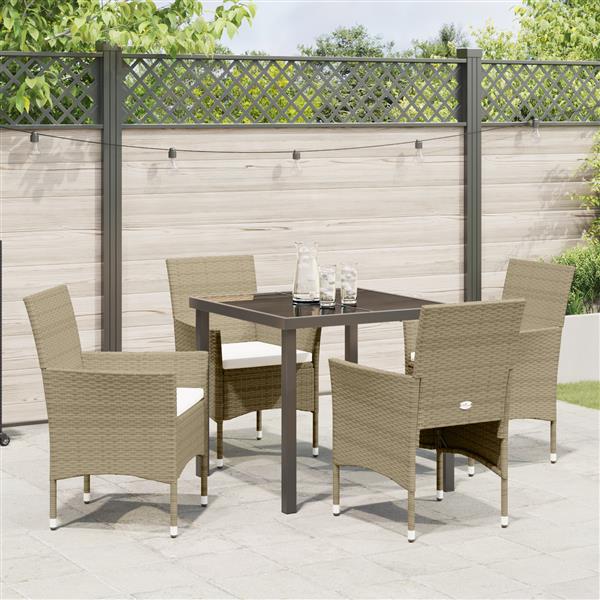 Grote foto vidaxl 5 delige tuinset met eettafel in beige poly rattan tuin en terras tuinmeubelen