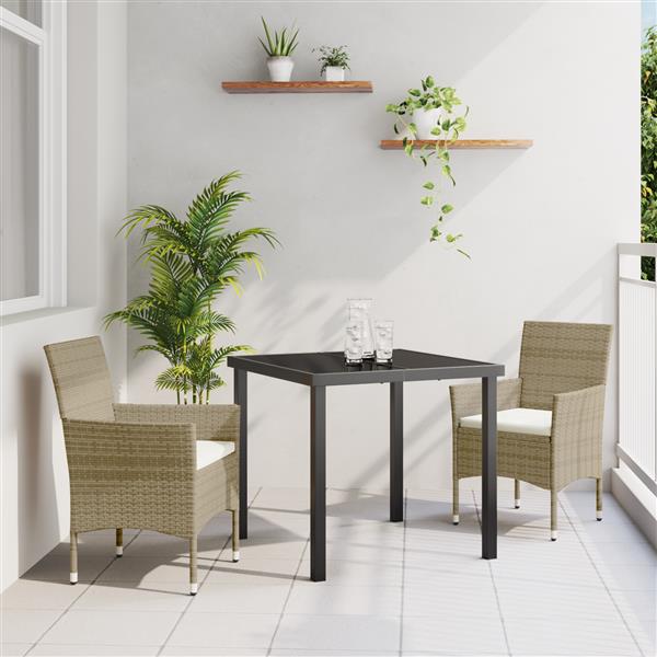 Grote foto vidaxl 3 delige tuinset beige van poly rattan tuin en terras tuinmeubelen