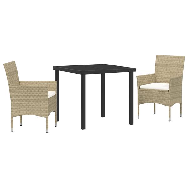 Grote foto vidaxl 3 delige tuinset beige van poly rattan tuin en terras tuinmeubelen