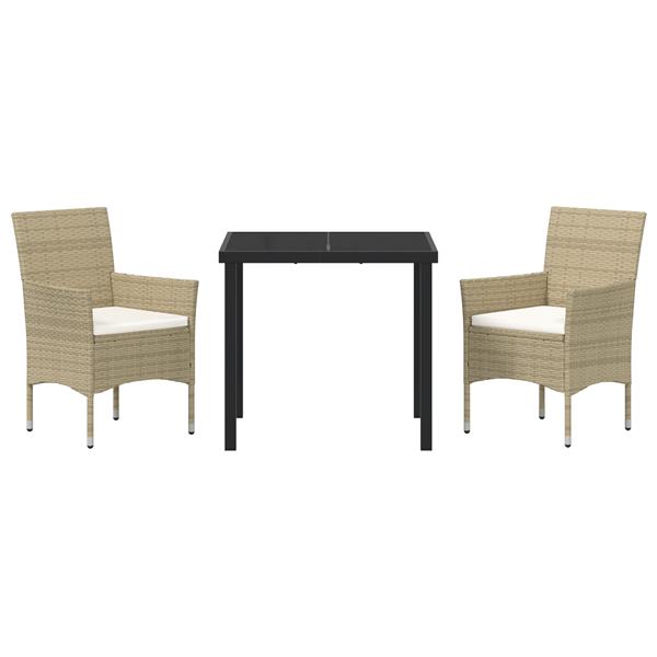 Grote foto vidaxl 3 delige tuinset beige van poly rattan tuin en terras tuinmeubelen