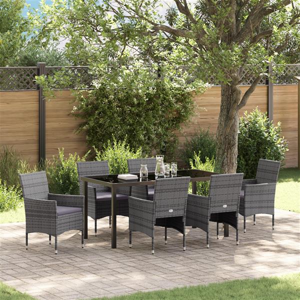Grote foto vidaxl 7 delige tuinset grijs poly rattan tuin en terras tuinmeubelen