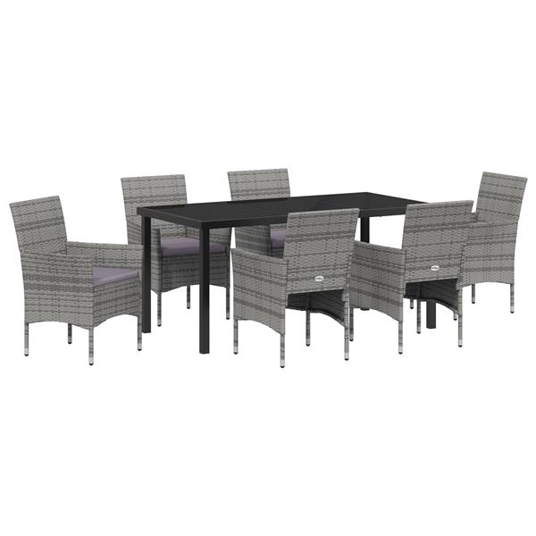 Grote foto vidaxl 7 delige tuinset grijs poly rattan tuin en terras tuinmeubelen