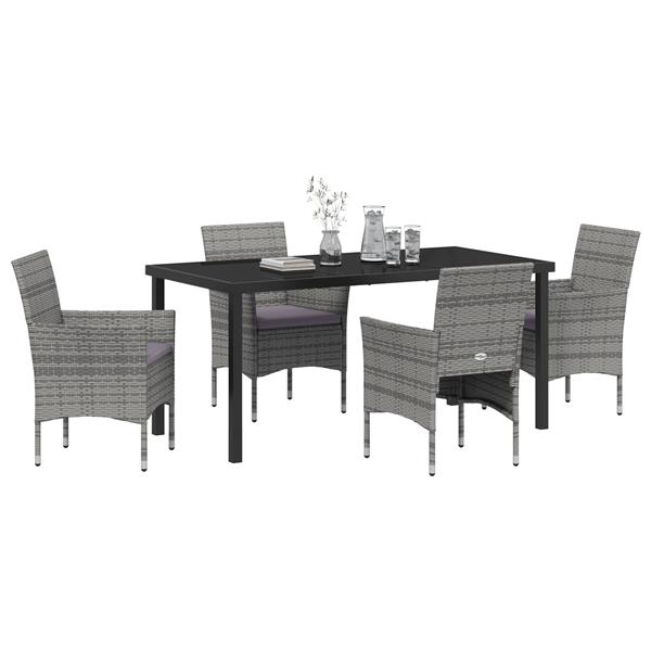 Grote foto vidaxl 5 delige tuinset grijs poly rattan tuin en terras tuinmeubelen
