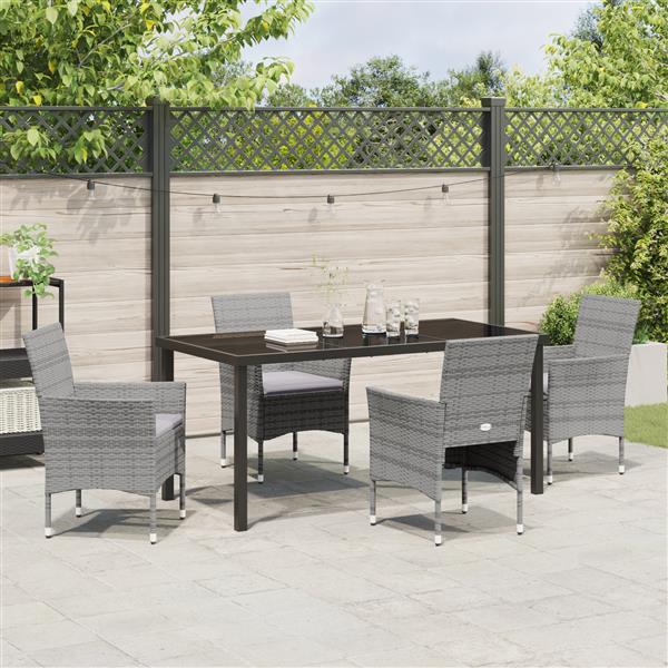 Grote foto vidaxl 5 delige tuinset grijs poly rattan tuin en terras tuinmeubelen
