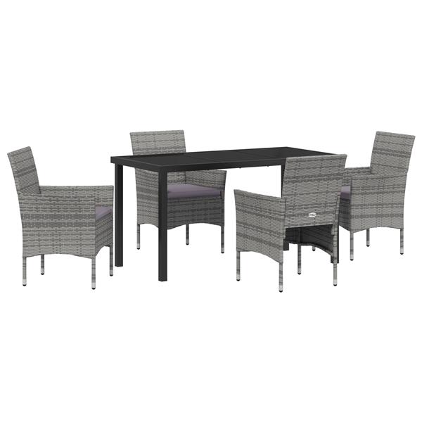 Grote foto vidaxl 5 delige tuin eetset grijs poly rattan tuin en terras tuinmeubelen