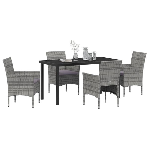 Grote foto vidaxl 5 delige tuin eetset grijs poly rattan tuin en terras tuinmeubelen