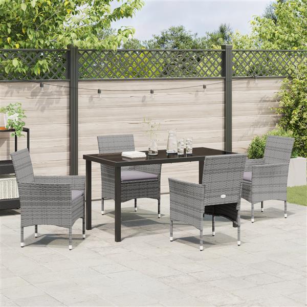 Grote foto vidaxl 5 delige tuin eetset grijs poly rattan tuin en terras tuinmeubelen