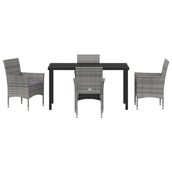 Grote foto vidaxl 5 delige tuin eetset grijs poly rattan tuin en terras tuinmeubelen