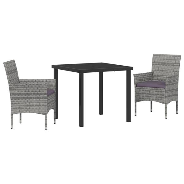 Grote foto vidaxl 3 delige tuin eetset grijs poly rattan tuin en terras tuinmeubelen