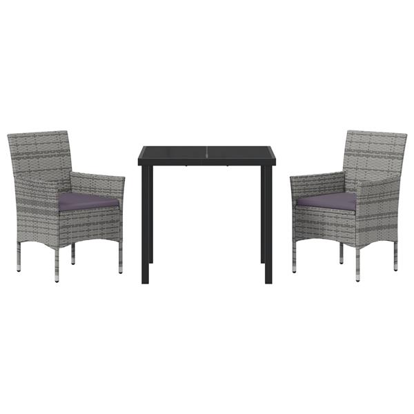Grote foto vidaxl 3 delige tuin eetset grijs poly rattan tuin en terras tuinmeubelen